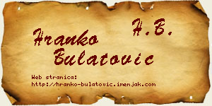 Hranko Bulatović vizit kartica